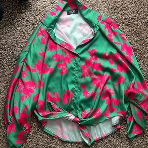 Floral Green and Pink Women's Top
